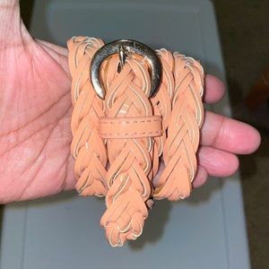 BRAIDED LEATHER BELT PEACH COLOR..WOMEN..SMALL/MED